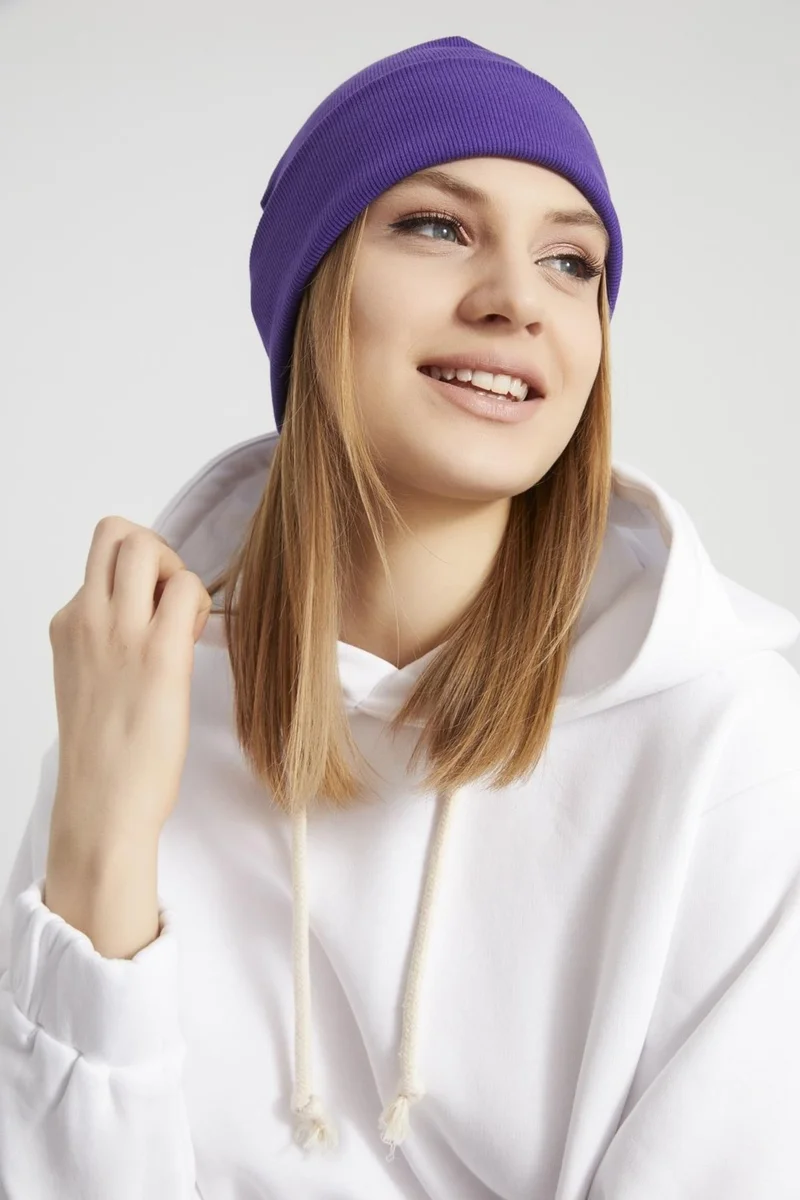 بوتيكجيز Women's Young Girls' Trendy Purple Hat Beret - Sport, Comfortable, 100% Cotton, Handmade, Local Production Quality