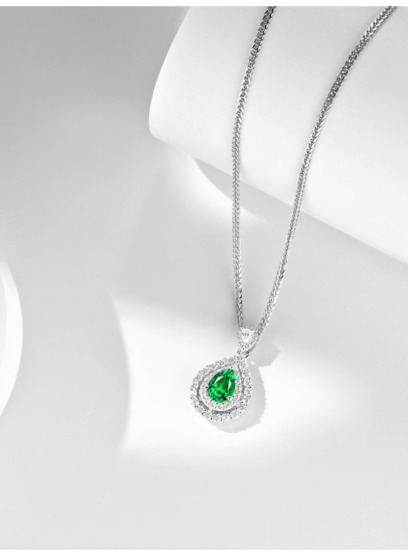 Field artificial emerald gemstone Pendant Necklace for ladies 925 sterling silver - Image 4