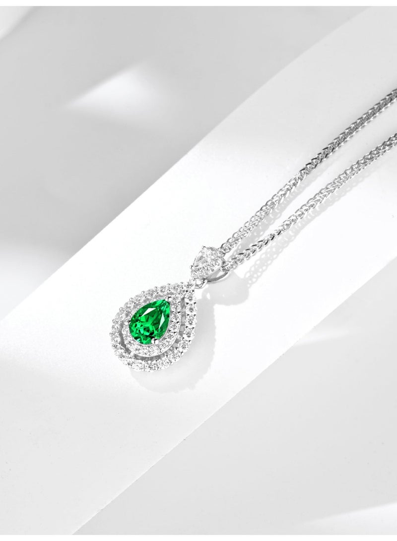 Field artificial emerald gemstone Pendant Necklace for ladies 925 sterling silver - Image 3