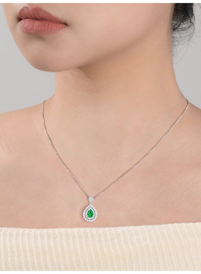 Field artificial emerald gemstone Pendant Necklace for ladies 925 sterling silver - Image 5