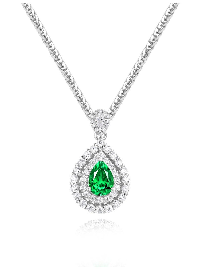 Field artificial emerald gemstone Pendant Necklace for ladies 925 sterling silver - Image 1