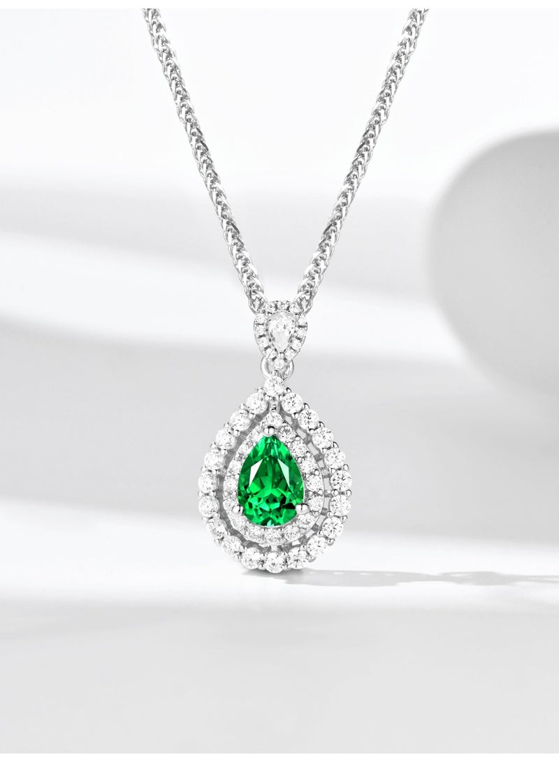 Field artificial emerald gemstone Pendant Necklace for ladies 925 sterling silver - Image 2