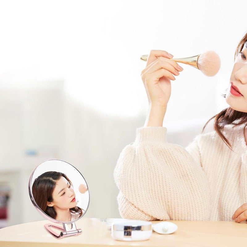 Uonlytech Double-Sided 3X Magnifying Makeup Mirror Handheld Foldable Rose Gold Compact Vanity Mirror for Travel and Daily Use - Image 5