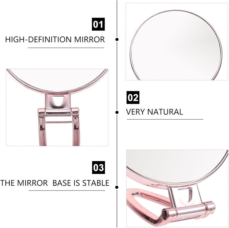 Uonlytech Double-Sided 3X Magnifying Makeup Mirror Handheld Foldable Rose Gold Compact Vanity Mirror for Travel and Daily Use - Image 3