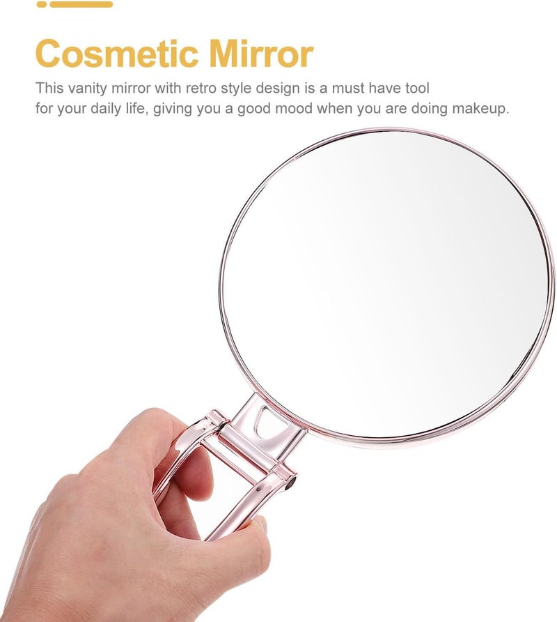 Uonlytech Double-Sided 3X Magnifying Makeup Mirror Handheld Foldable Rose Gold Compact Vanity Mirror for Travel and Daily Use - Image 4