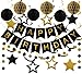 meowtastic Birthday Decorations Happy Birthday Banner with Honeycomb Balls Star Hanging Swirl Streamers Circle Dot Garland Happy Birthday Party Decorations for Women Men Boys Girls Black Gold - Image 3