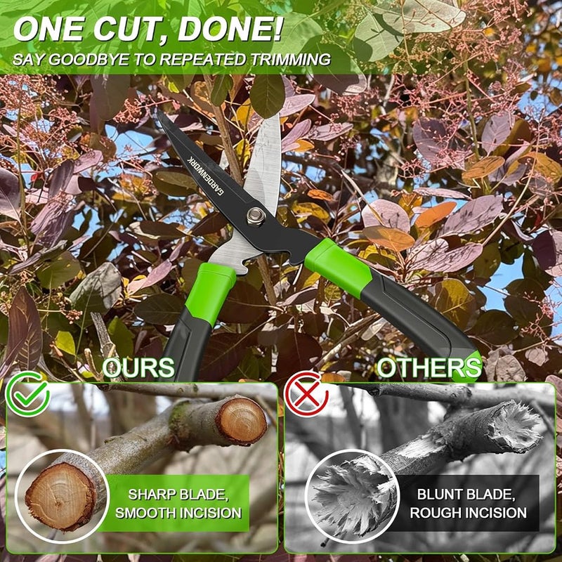 GARDENWORK Hedge Shears Clippers for Trimmer,Garden Clippers Handheld,Boxwood,Shrubs, Bush Cutters Trimmer with Teflon Coating High Carbon Steel Blades,16"Gardening Shears with Comfort Grip Handles - Image 3
