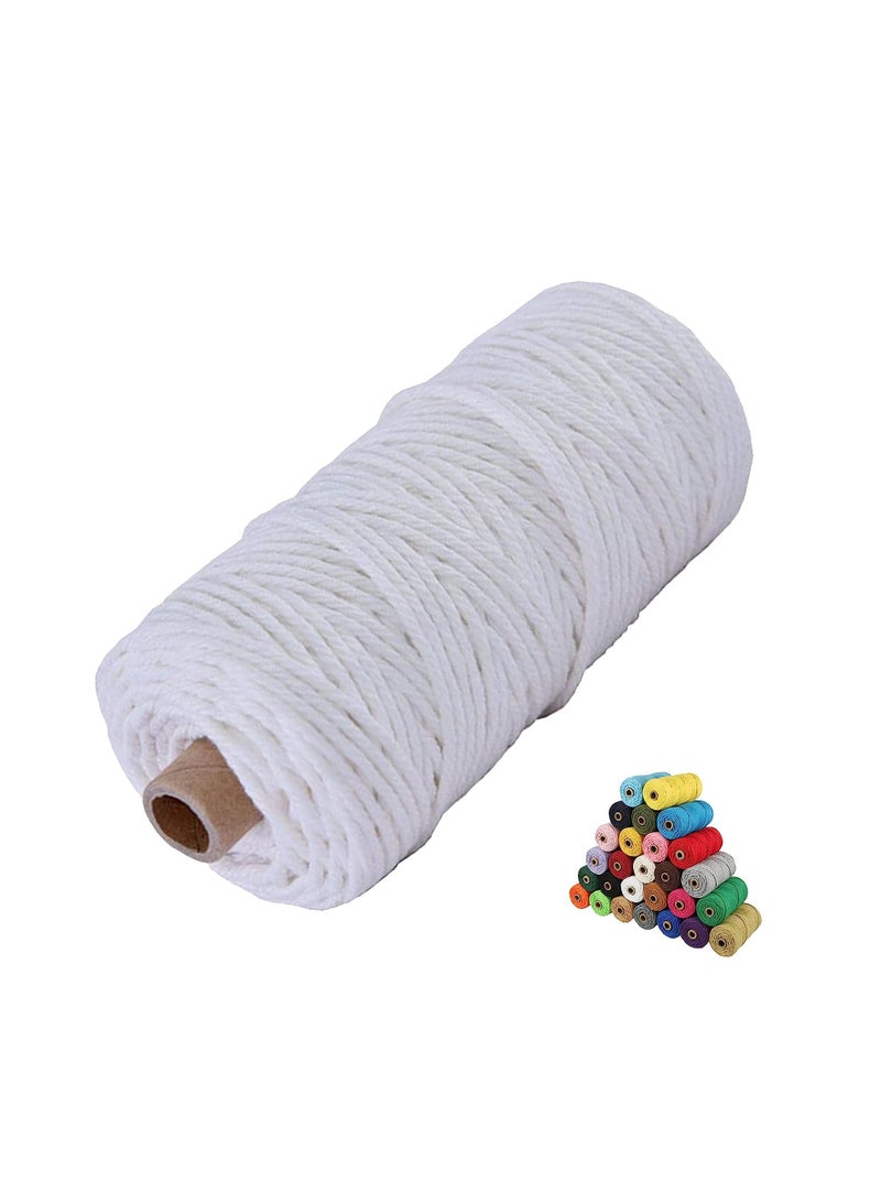 Excefore Natural Cotton Cord Perfect Macrame Supplies DIY Crafts Cord, 3mm x 109 Yards Macrame Cotton Cord, 4 Ply Twisted Macrame Yarn (White)  - Image 1