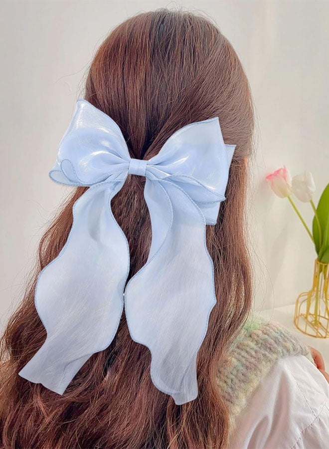 HOOTO 6pcs Oversized Hair Bows and Ribbons for Women, Silky Satin Long Tail Bowknot Barrettes With Metal Clips Ponytail Hair Accessories for Adult Teens - Image 4