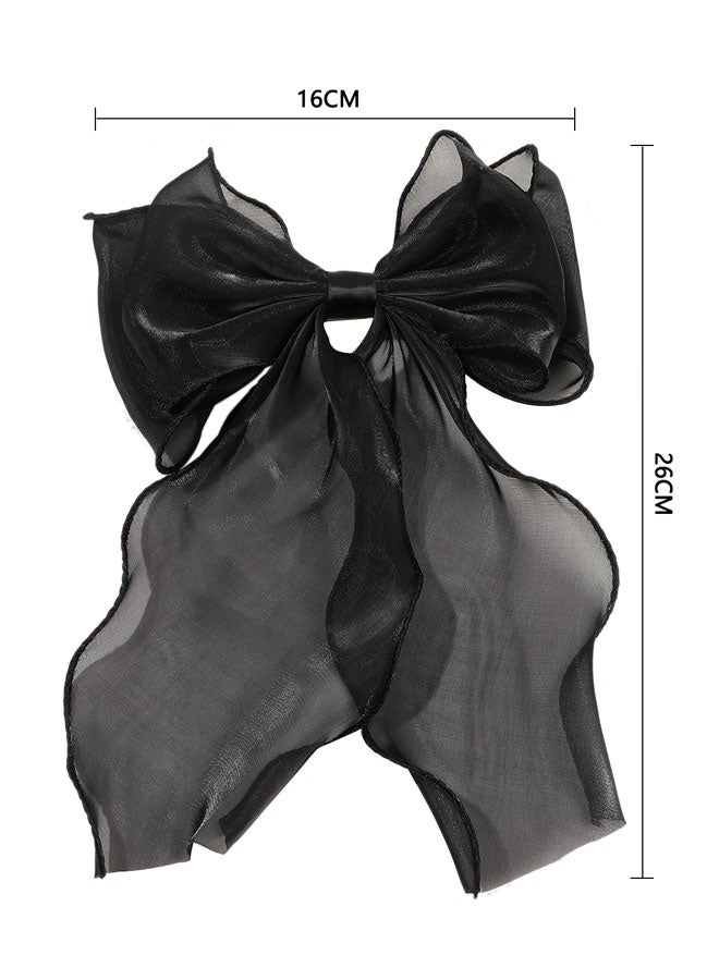 HOOTO 6pcs Oversized Hair Bows and Ribbons for Women, Silky Satin Long Tail Bowknot Barrettes With Metal Clips Ponytail Hair Accessories for Adult Teens - Image 2