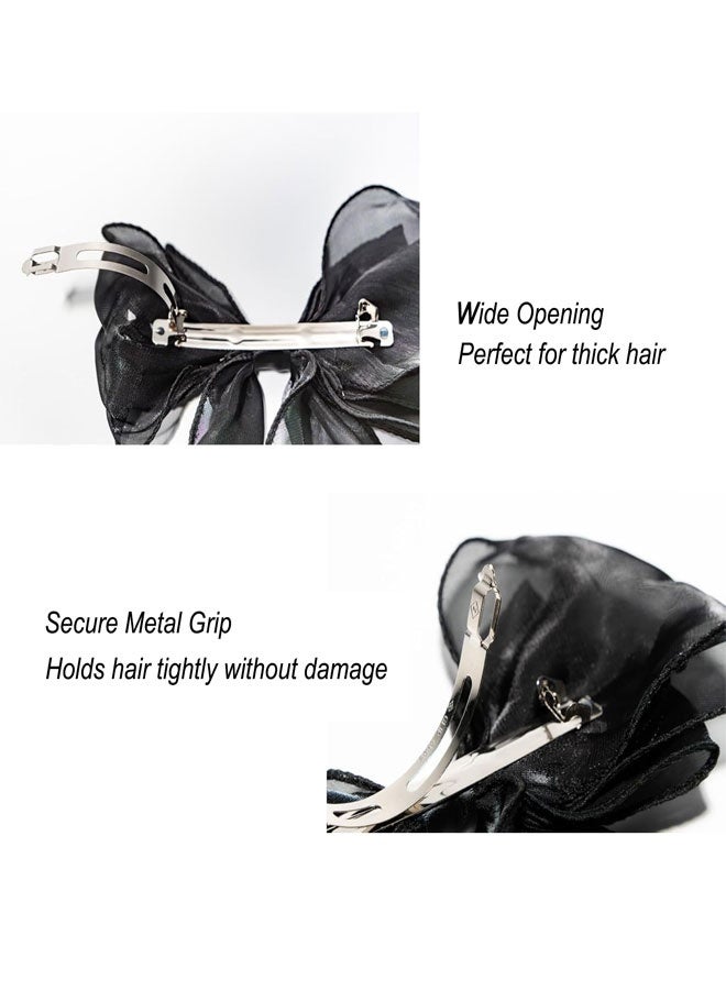 HOOTO 6pcs Oversized Hair Bows and Ribbons for Women, Silky Satin Long Tail Bowknot Barrettes With Metal Clips Ponytail Hair Accessories for Adult Teens - Image 3