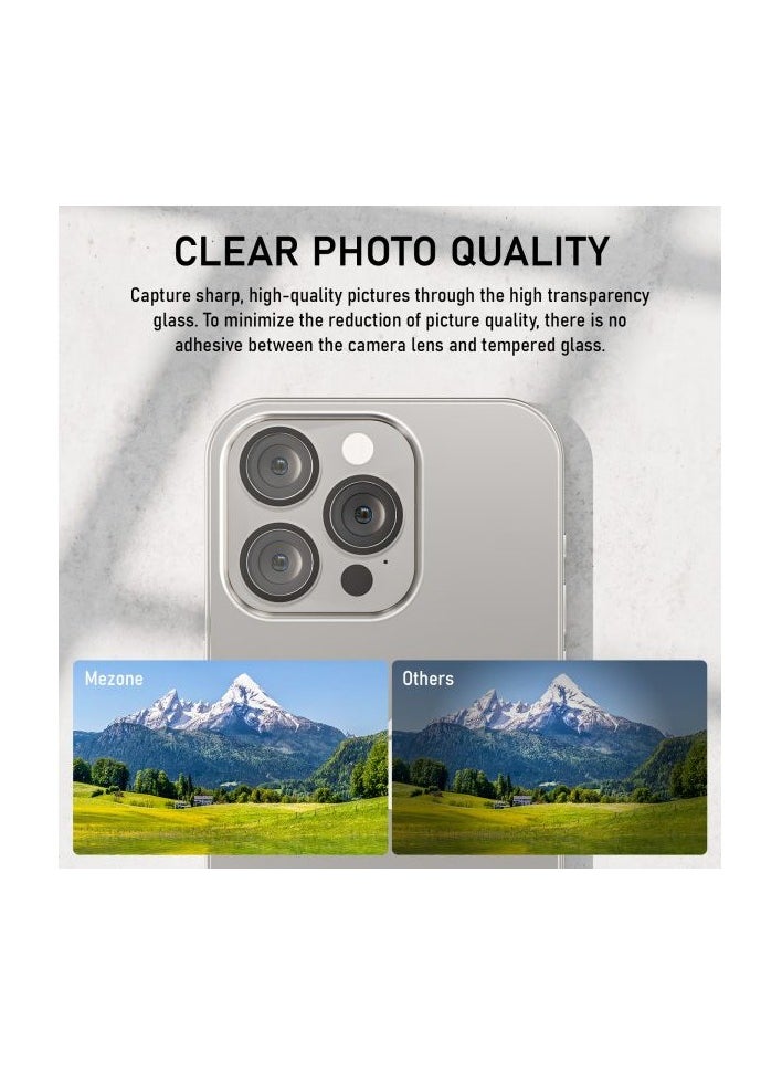 Mezone Camera Lens Protector for iPhone 16 Pro/iPhone 16 Pro Max 3pcs Individual Lens Protectors 9H Hardness Anti-Scratch, Strong Absorption & Built to Resist Damage, Natural Titanium  - Image 3