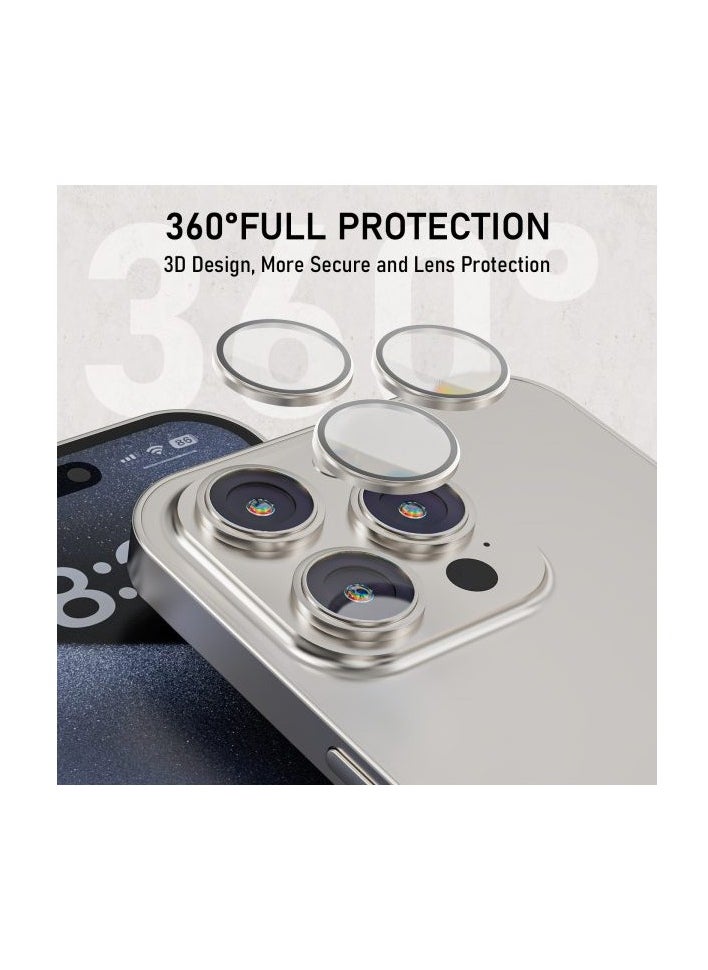 Mezone Camera Lens Protector for iPhone 16 Pro/iPhone 16 Pro Max 3pcs Individual Lens Protectors 9H Hardness Anti-Scratch, Strong Absorption & Built to Resist Damage, Natural Titanium  - Image 5
