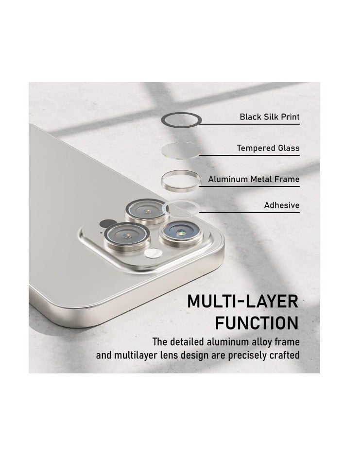 Mezone Camera Lens Protector for iPhone 16 Pro/iPhone 16 Pro Max 3pcs Individual Lens Protectors 9H Hardness Anti-Scratch, Strong Absorption & Built to Resist Damage, Natural Titanium  - Image 4