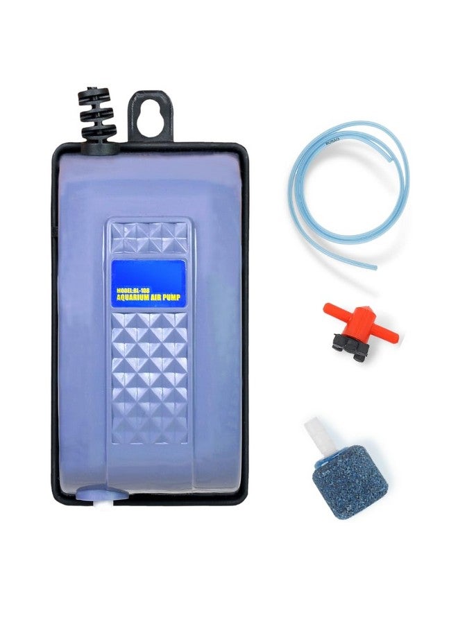 BURAQ Basic Aquarium Oxygen Air Pump Motor Beginner Kit Set For Fish Tanks, 100 Liters_Per_Hour (Basic | Advance | Pro | Complete) - Image 1