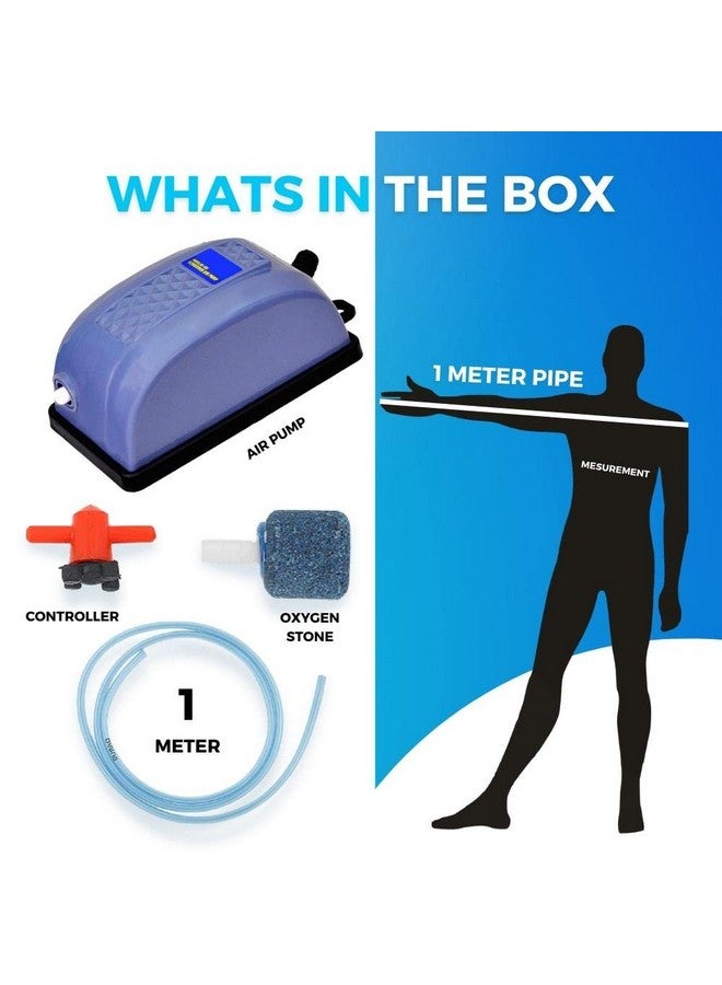 BURAQ Basic Aquarium Oxygen Air Pump Motor Beginner Kit Set For Fish Tanks, 100 Liters_Per_Hour (Basic | Advance | Pro | Complete) - Image 4