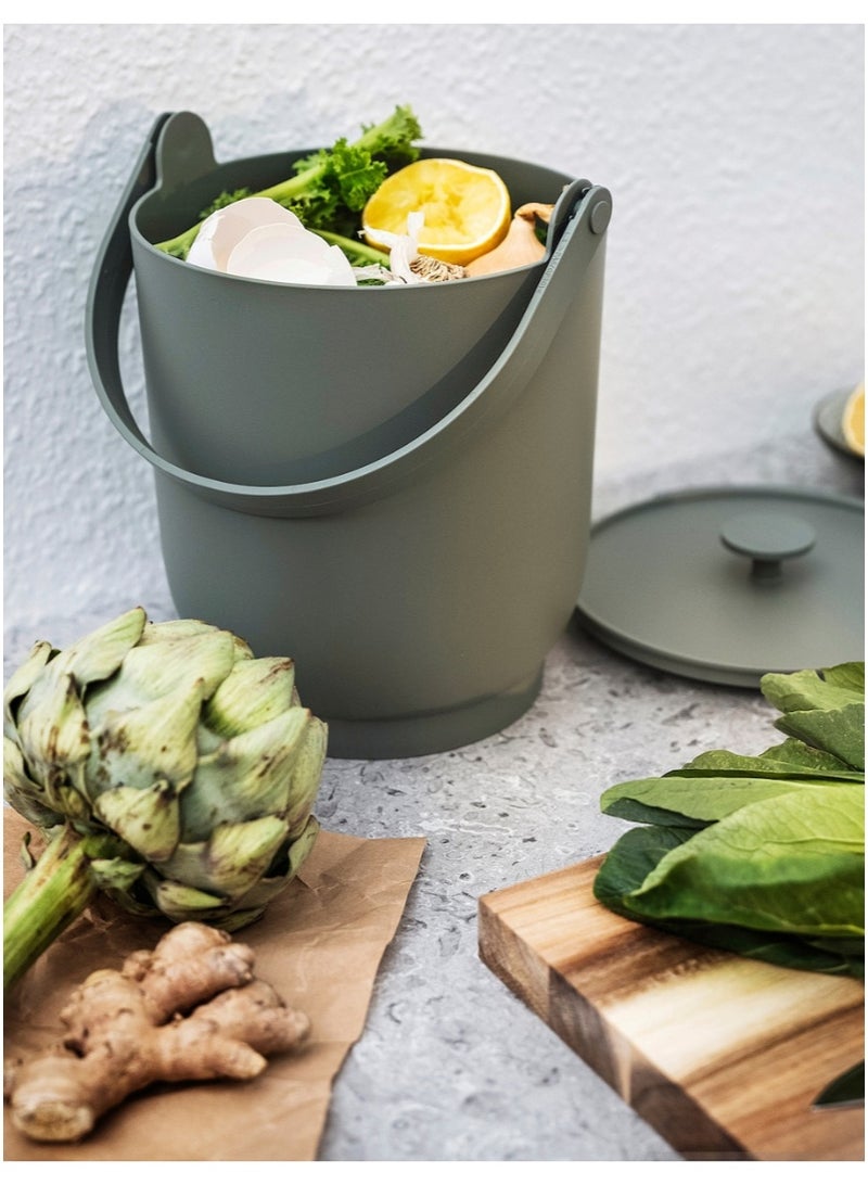 Bin with Lid for Organic Waste Greyish Green - Image 2