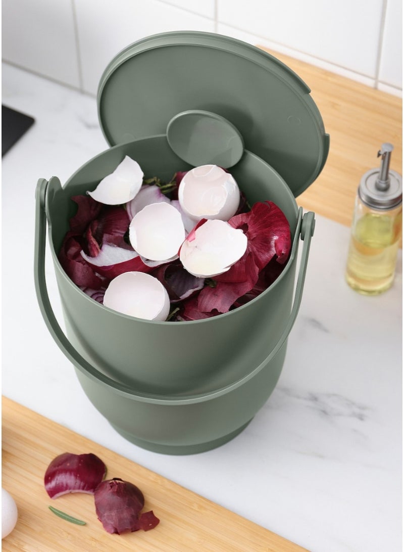 Bin with Lid for Organic Waste Greyish Green - Image 3