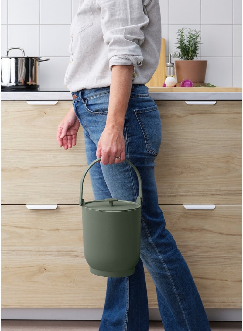 Bin with Lid for Organic Waste Greyish Green - Image 4