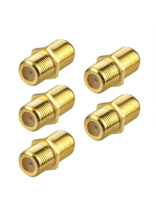 5-Pack Coaxial Cable Connector, RG6 F-Type Female to Female Zinc Alloy Coupler, Gold Plated for TV, Satellite, CCTV, Antenna & Coaxial Cable Extensions - Image 1