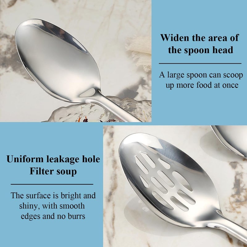 ReaNea Cooking Spoons Set, Stainless Steel Kitchen Solid Slotted Spoon, Cooking Utensils Set, Mixing, Serving, Stiring Large Spoons, Gifts for Home, Restaurant - Image 4