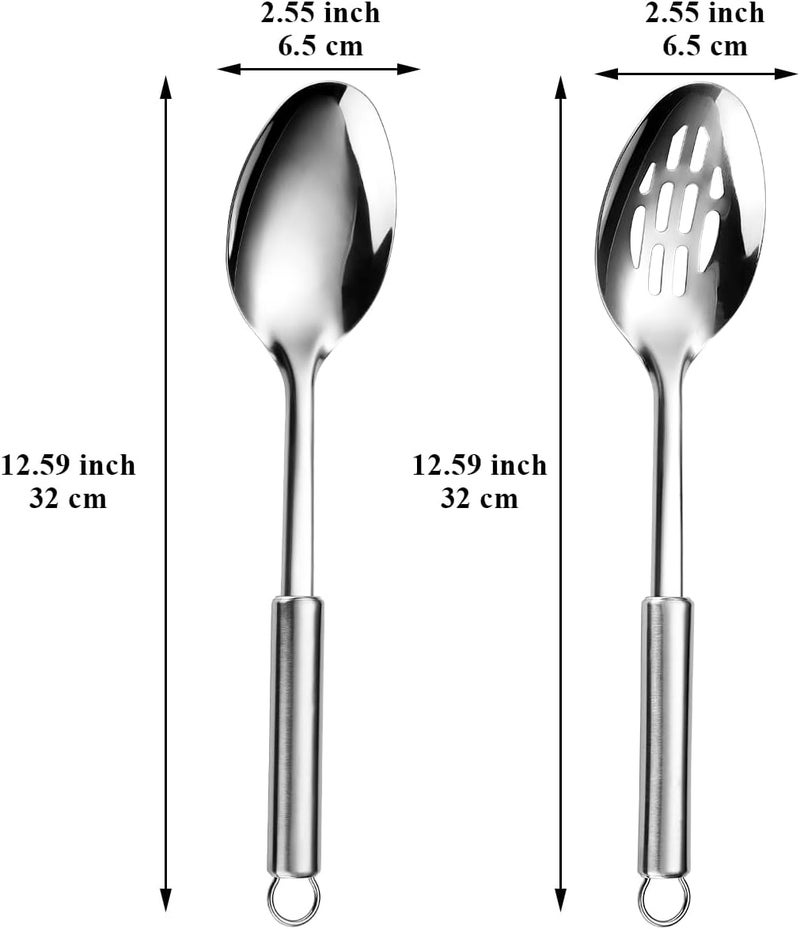 ReaNea Cooking Spoons Set, Stainless Steel Kitchen Solid Slotted Spoon, Cooking Utensils Set, Mixing, Serving, Stiring Large Spoons, Gifts for Home, Restaurant - Image 2