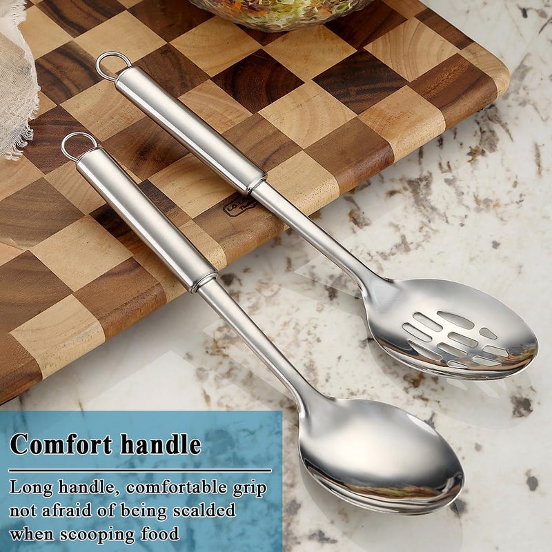 ReaNea Cooking Spoons Set, Stainless Steel Kitchen Solid Slotted Spoon, Cooking Utensils Set, Mixing, Serving, Stiring Large Spoons, Gifts for Home, Restaurant - Image 5