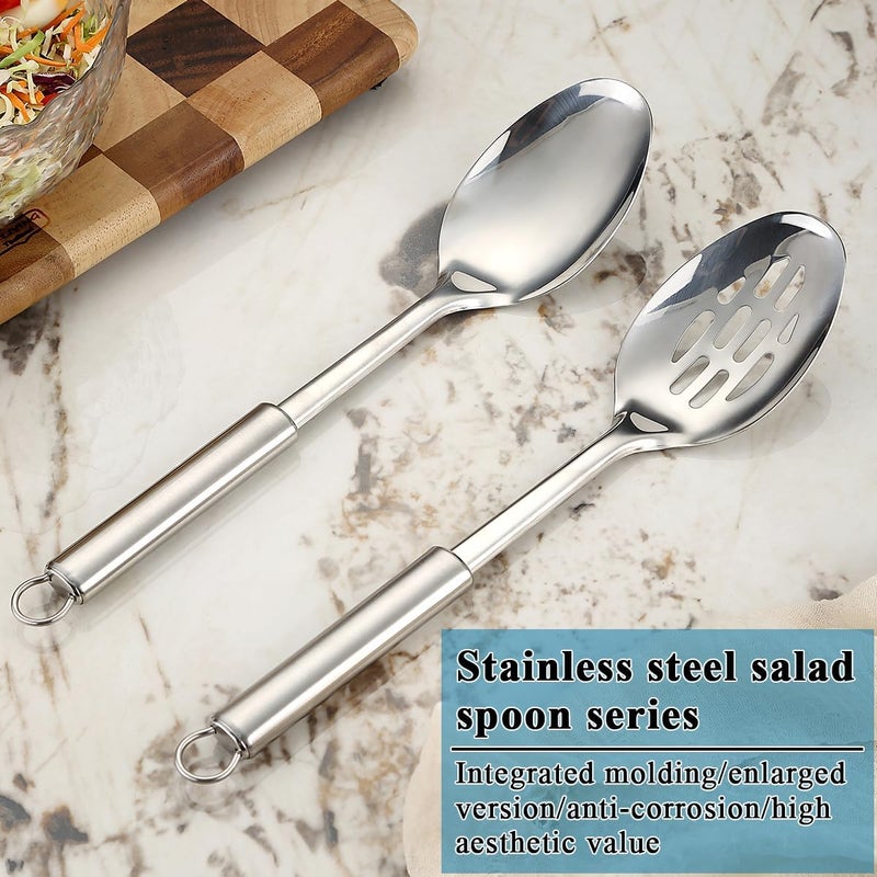 ReaNea Cooking Spoons Set, Stainless Steel Kitchen Solid Slotted Spoon, Cooking Utensils Set, Mixing, Serving, Stiring Large Spoons, Gifts for Home, Restaurant - Image 3
