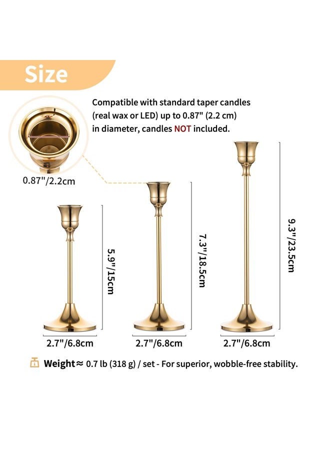 NUPTIO Candlestick Candle Holders 15 Pcs Candle Stick Holder Gold Taper Candle Holder Candle Stand for Wedding Party Thanksgiving Halloween Birthday Mantel Baby Shower Table Centerpieces Decor - Image 3