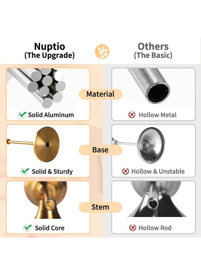 NUPTIO Candlestick Candle Holders 15 Pcs Candle Stick Holder Gold Taper Candle Holder Candle Stand for Wedding Party Thanksgiving Halloween Birthday Mantel Baby Shower Table Centerpieces Decor - Image 4