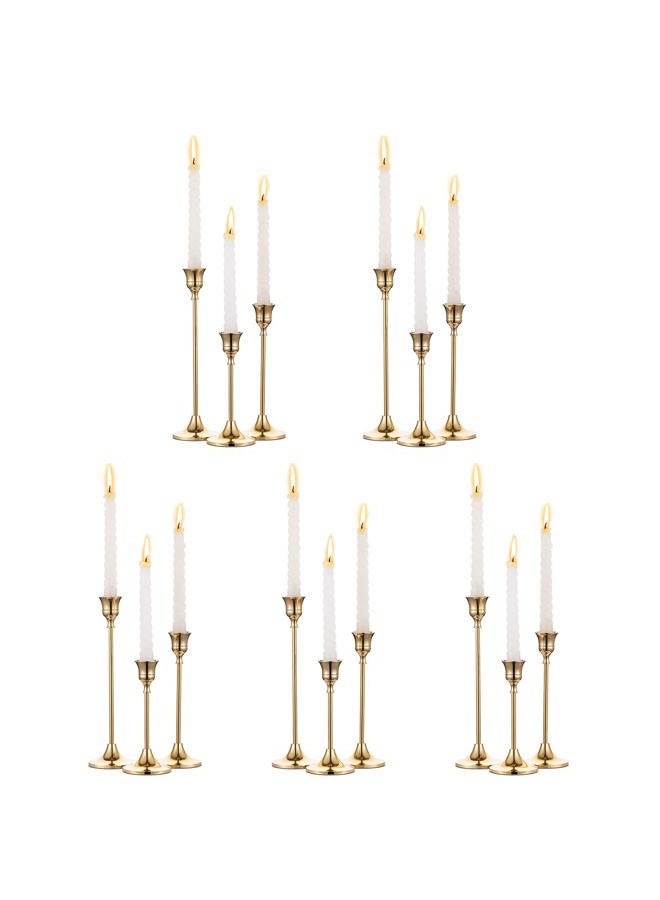 NUPTIO Candlestick Candle Holders 15 Pcs Candle Stick Holder Gold Taper Candle Holder Candle Stand for Wedding Party Thanksgiving Halloween Birthday Mantel Baby Shower Table Centerpieces Decor - Image 1