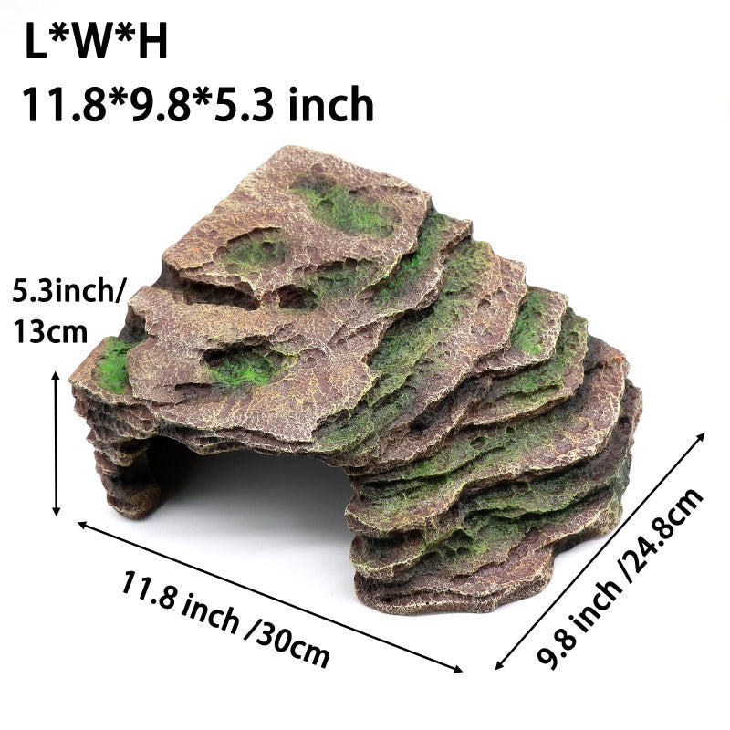 relaqcc Large Reptile Hide Shale Scape Step Ledge, Reptile Cave Hideout, Bearded Dragons Accessories, Basking Rocks for Bearded Dragons - Image 3
