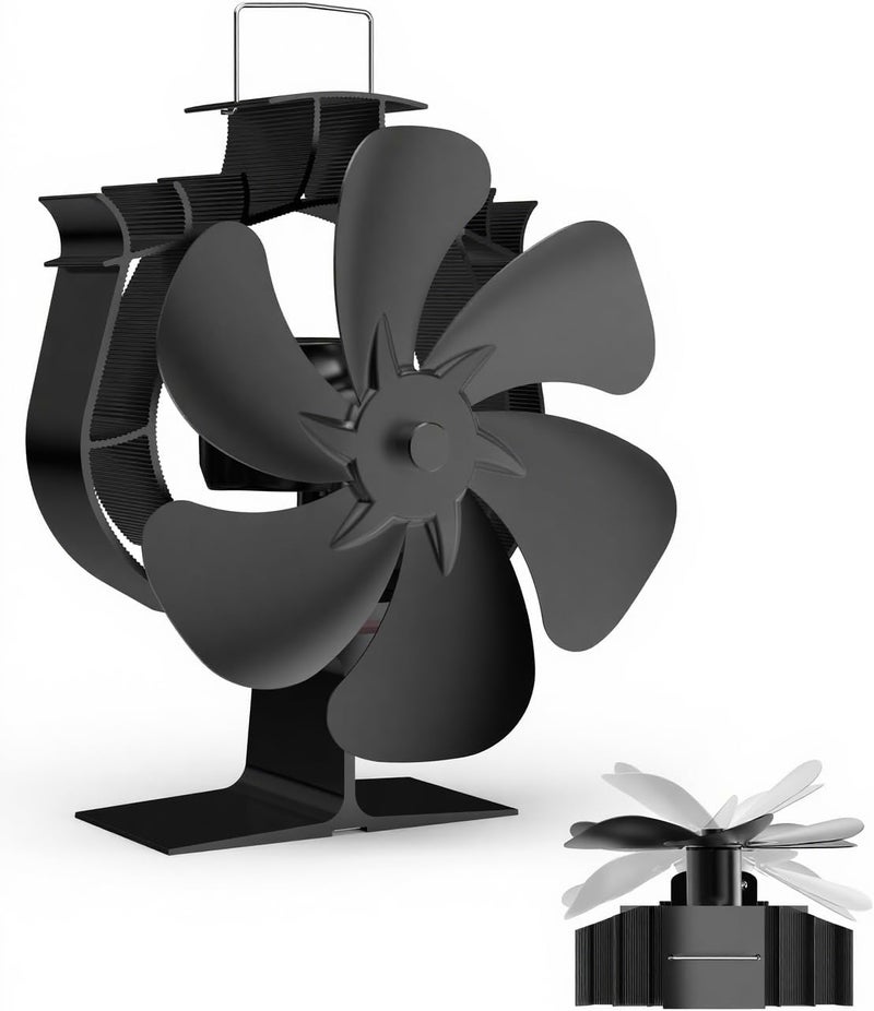 HIDALIFE Oscillating Wood Stove Fan - Heat Powered 6 Blade Auto-Spin & 60° Rotation for Wood/Pellet/Coal Stoves,Big Size Fireplace Burner Fan - Silent Operation,Overheat Protection - Image 1