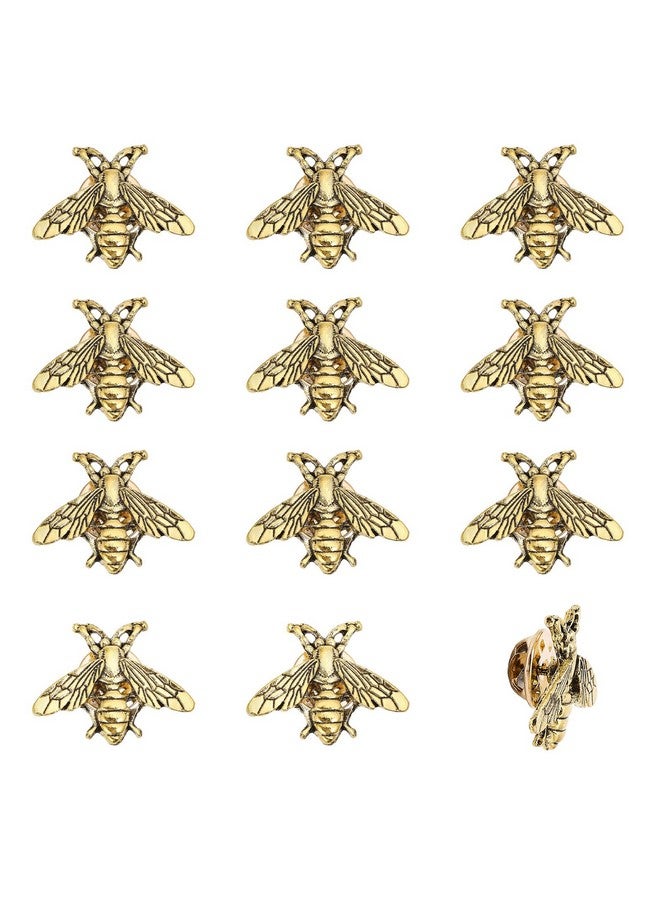 تشجكرافت 12 قطعة من دبابيس ياقة النحل المصنوعة من سبيكة معدنية لتزيين الملابس وحقيبة الظهر والحفلات والذكرى السنوية والهدايا، ذهبية اللون 26X20X3 مم - Image 1