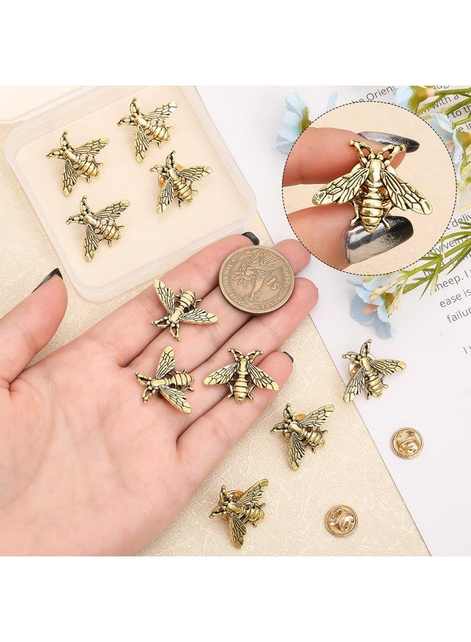 تشجكرافت 12 قطعة من دبابيس ياقة النحل المصنوعة من سبيكة معدنية لتزيين الملابس وحقيبة الظهر والحفلات والذكرى السنوية والهدايا، ذهبية اللون 26X20X3 مم - Image 2