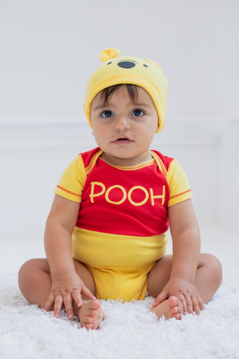 Disney Boys' Winnie the Pooh Bodysuit with Cap Set, Yellow, 6/9M - Image 5