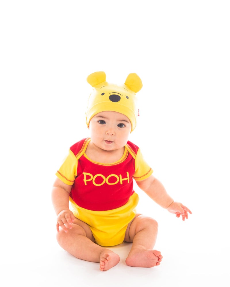 Disney Boys' Winnie the Pooh Bodysuit with Cap Set, Yellow, 6/9M - Image 3