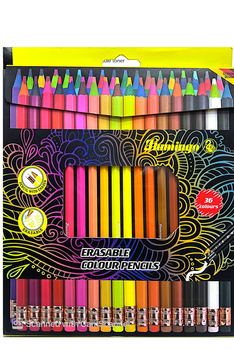 Flamingo Erasable Colour Pencils Multicolor Pack Of 36 - Image 2