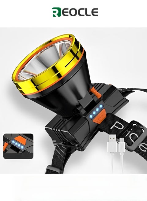 Head Torch Rechargeable 1200mAh Super Bright LED Headlamp Headlight with Sensor Control & 3 Light Modes & Daily Waterproof for Power Cuts Emergency Running Hiking
