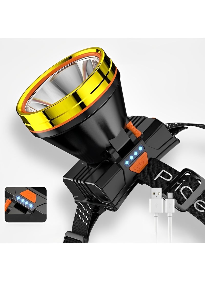 Head Torch Rechargeable 1200mAh Super Bright LED Headlamp Headlight with Sensor Control & 3 Light Modes & Daily Waterproof for Power Cuts Emergency Running Hiking