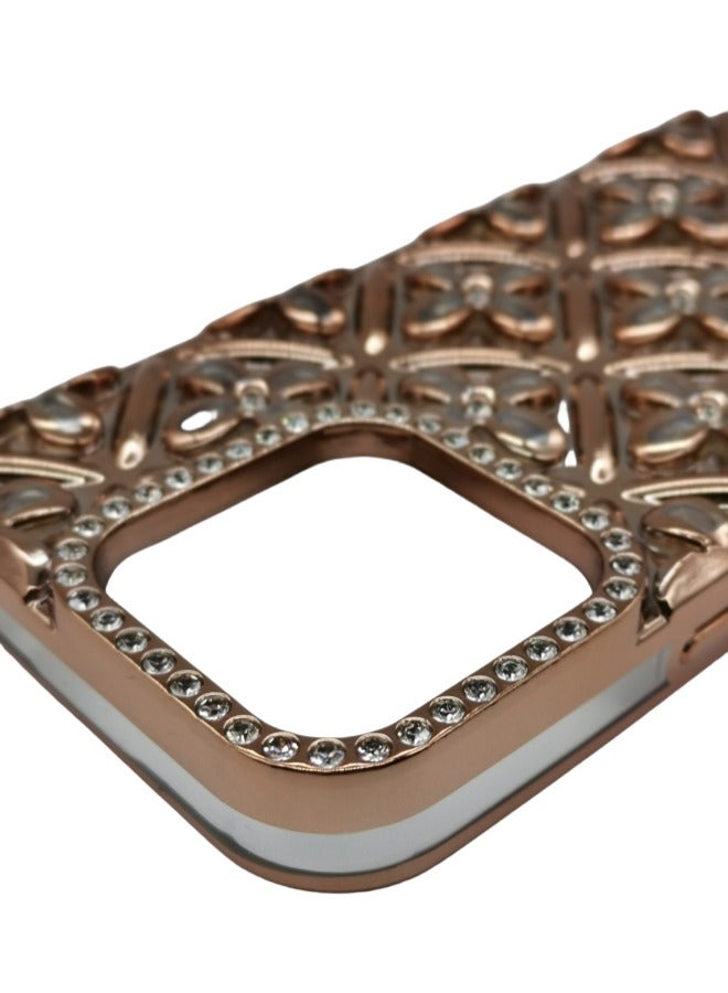 iPhone 13/14 Case: Glitter Gradient Gold Clover Design - Shockproof & Scratch-Resistant Metal Cover | Trendy Luxury - Image 2