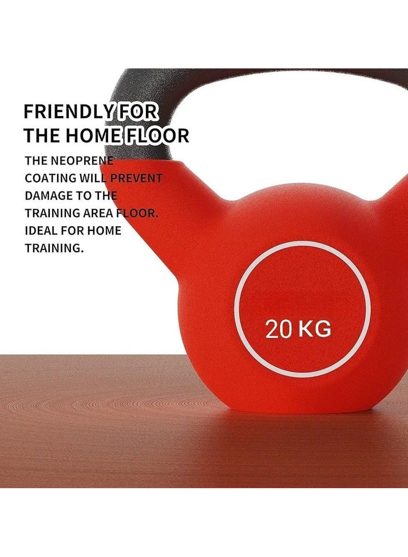 Proxima Health & Fitness 20Kg Neoprene Coated Kettlebell - Red | Powder Coated Cast Iron Kettlebell for Strength Training, CrossFit, Fat Loss, Core & Home Workouts | Compact and Comfortable Grip - Image 2