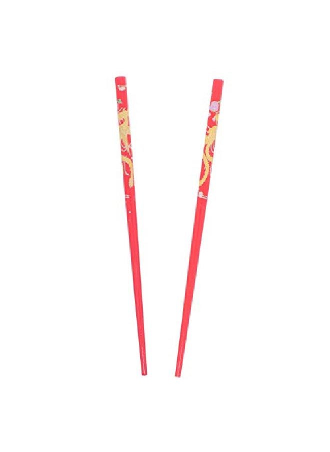 Motique Accessories Set Of Wooden Hair Sticks With Chinese Dragon Chopsticks Red  - Image 2