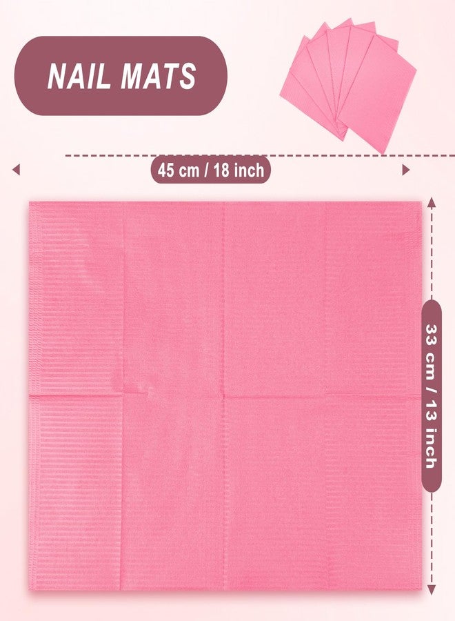 BONXAXK 40pcs Disposable Nail Mats, Nail Desk Protection, Desk Accessories For Manicure Pedicure, Waterproof Easy To Clean Versatile For, Salon Nails & Home Diy Nail Art Supplies, 13"X18"Pink - Image 2