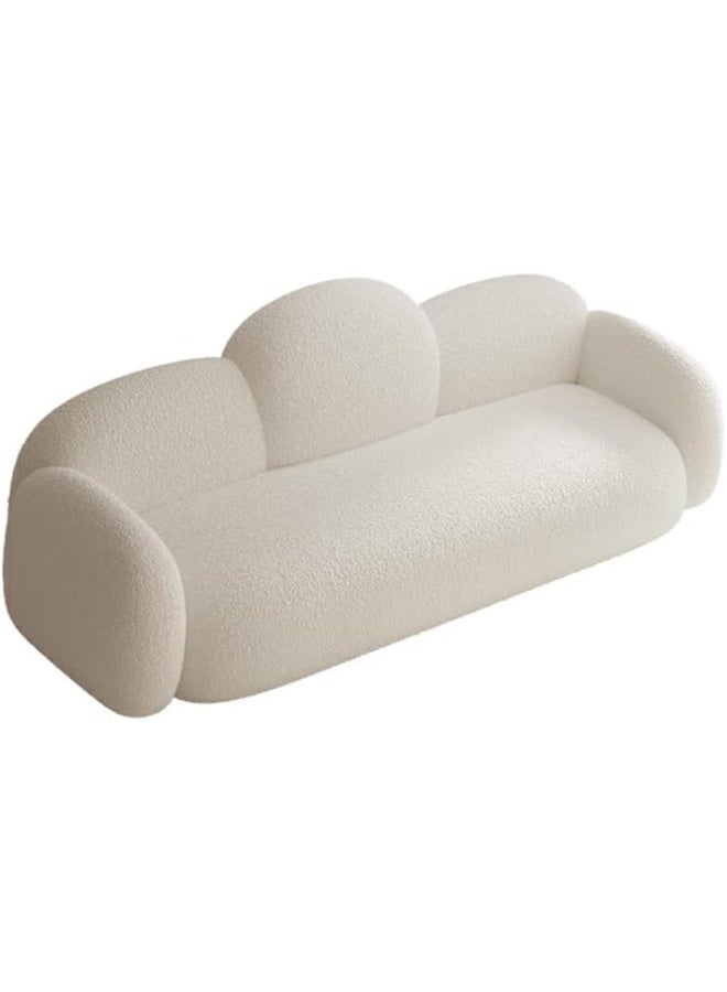 Zayn comforts Scandinavian Sherpa Upholstered Standard Sofa with Beige Upholstery in Solid Off-White Color, 226.06x78.74x81.28 cm - Image 5
