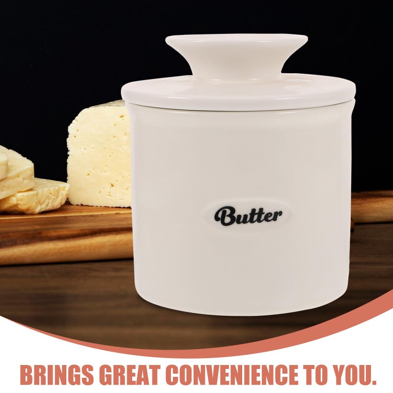 White Ceramic Butter Dish With Lid Large Capacity Refrigerator And Home Use - Image 4