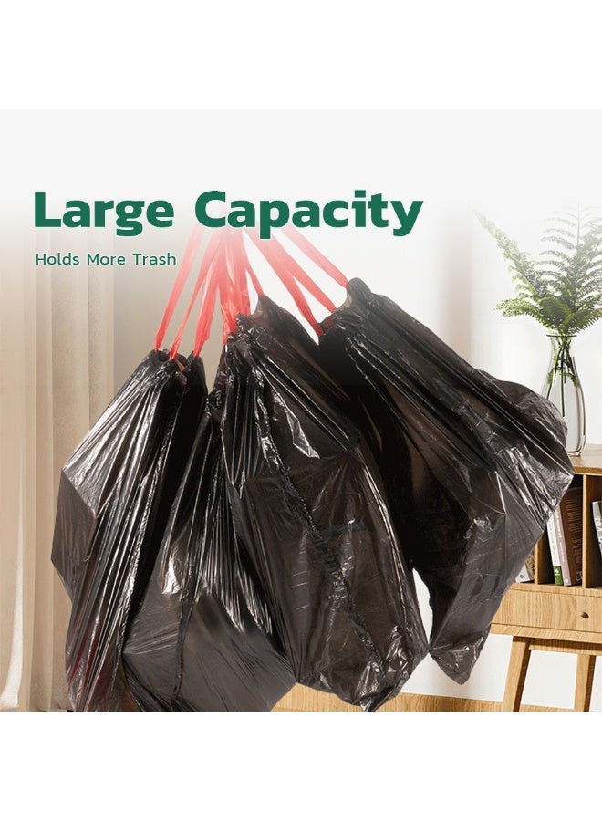 أكياس قمامة بسحب الحبل، مقاس 500 × 600 مم، سماكة 9 ميكرون، مقاومة للتسرب والتمزق، أكياس قمامة سوداء معاد تدويرها، 15 كيس لكل لفة، 5 لفات - Image 1