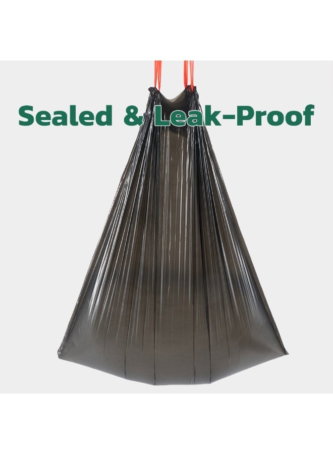 أكياس قمامة بسحب الحبل، مقاس 500 × 600 مم، سماكة 9 ميكرون، مقاومة للتسرب والتمزق، أكياس قمامة سوداء معاد تدويرها، 15 كيس لكل لفة، 5 لفات - Image 5