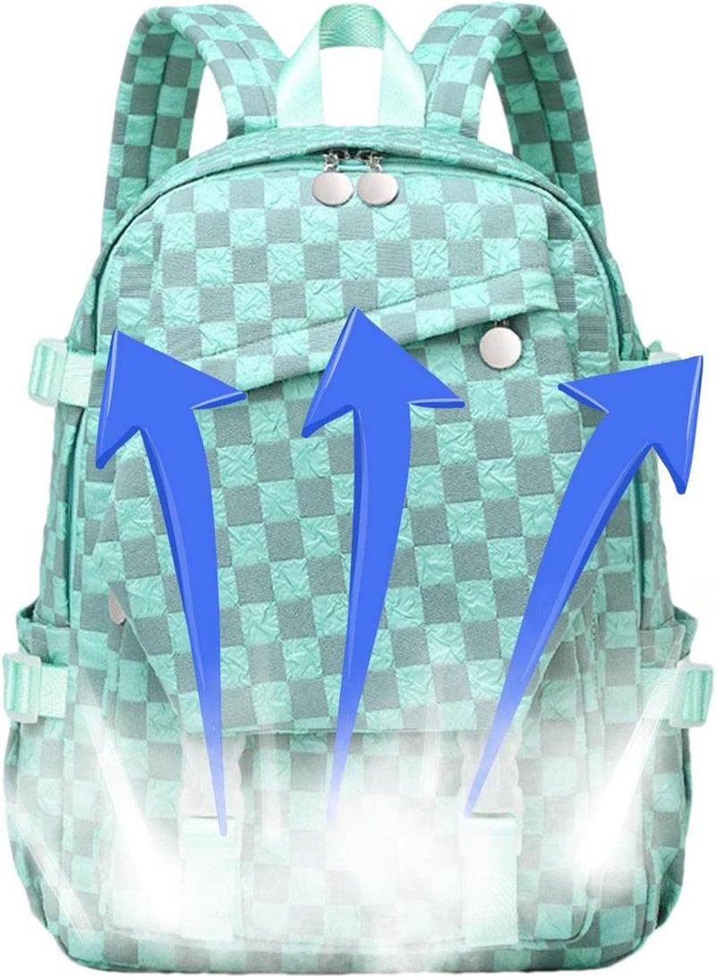 GGOOT Fashion Checkerboard Backpack,Lightweight Student Shoulder Bag - Outdoor Travel Casual Plaid Cute Traditional Backpacks, Women Teenagers Book School Bags - Image 1