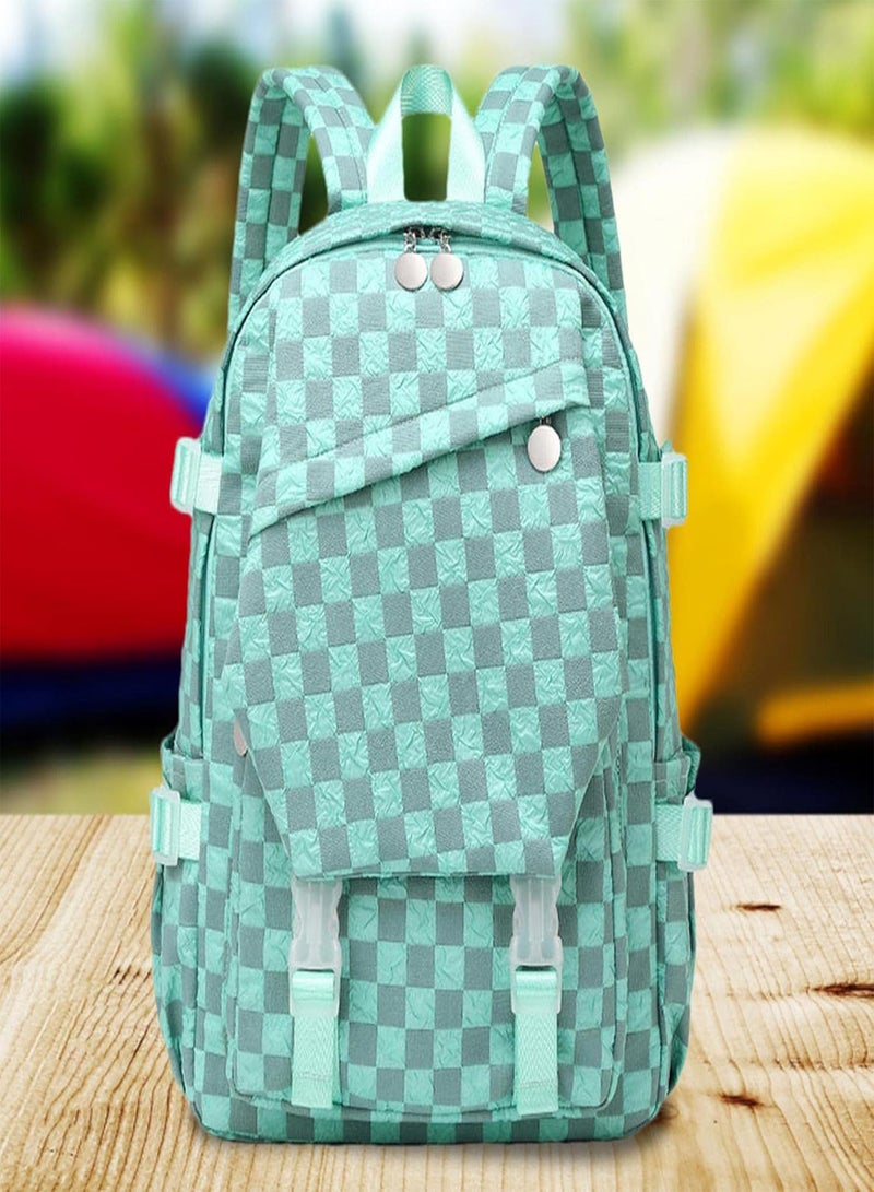 GGOOT Fashion Checkerboard Backpack,Lightweight Student Shoulder Bag - Outdoor Travel Casual Plaid Cute Traditional Backpacks, Women Teenagers Book School Bags - Image 2
